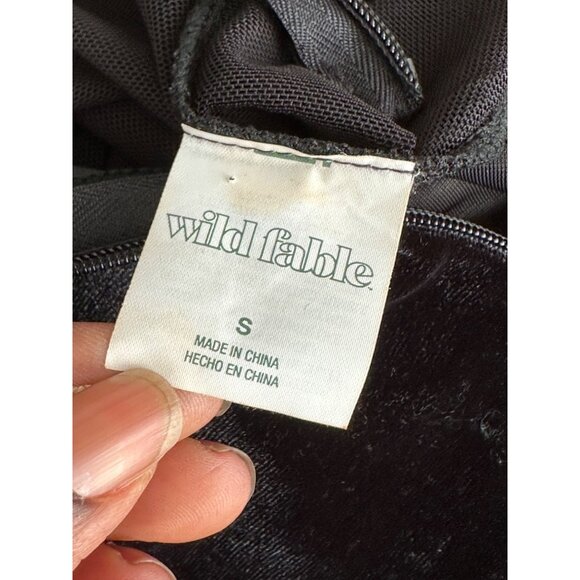 Wild Fable Cutie Black Velvet Mesh Long Sleeve Mini Dress LBD Goth Sexy S NWOT - Picture 3 of 9